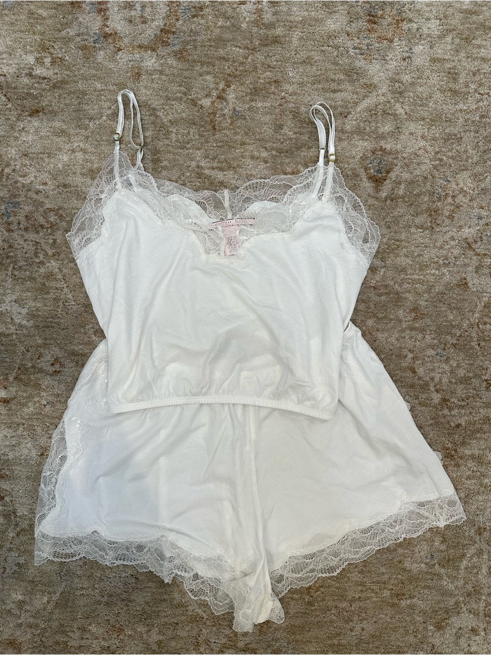 Victoria's Secret White Lace Cami & Short Pajama Set